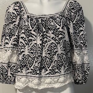 Panama Jack Black and White Lace Blouse
